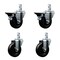 Service Caster 4'' Hard Rubber Wheel Swivel 7/8'' Square Stem Caster Set 2 Brakes, 4PK SCC-SQ20S414-HRS-PLB-78-2-S-2 - alternate 1